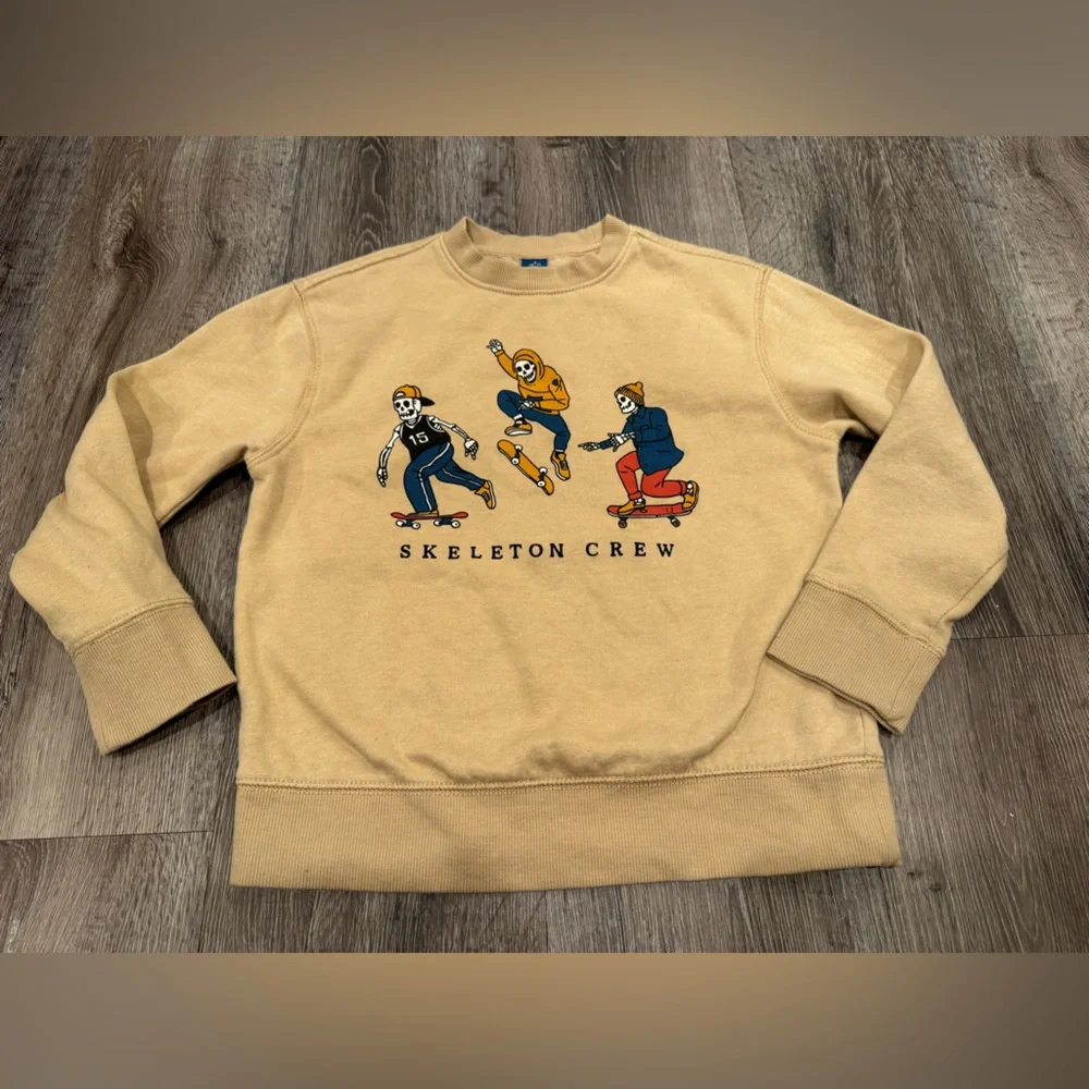 Old Navy Kids Skeleton Crew Sweatshirt Skateboard Graphic | Sizes 6/7 & 8 Youth